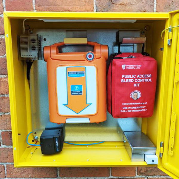 Image 2 of Combined Defibrillator Cabinet & Emergency Bleed Control Locked Cabinet with Bleed Control Kit