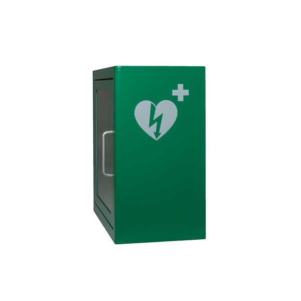 Image 3 of Green Metal Defibrillator Cabinet with Alarm